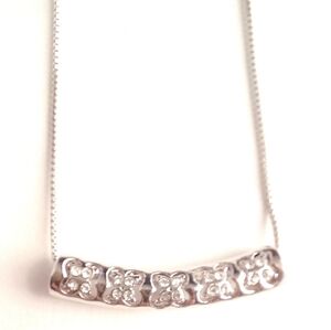 18K RGP Silver & Diamond Bar Butterfly Pendant Necklace